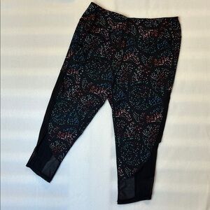 Avia Leggings XXL 2XG 20 Capri Black Speckled Mesh Panels Active Athletic